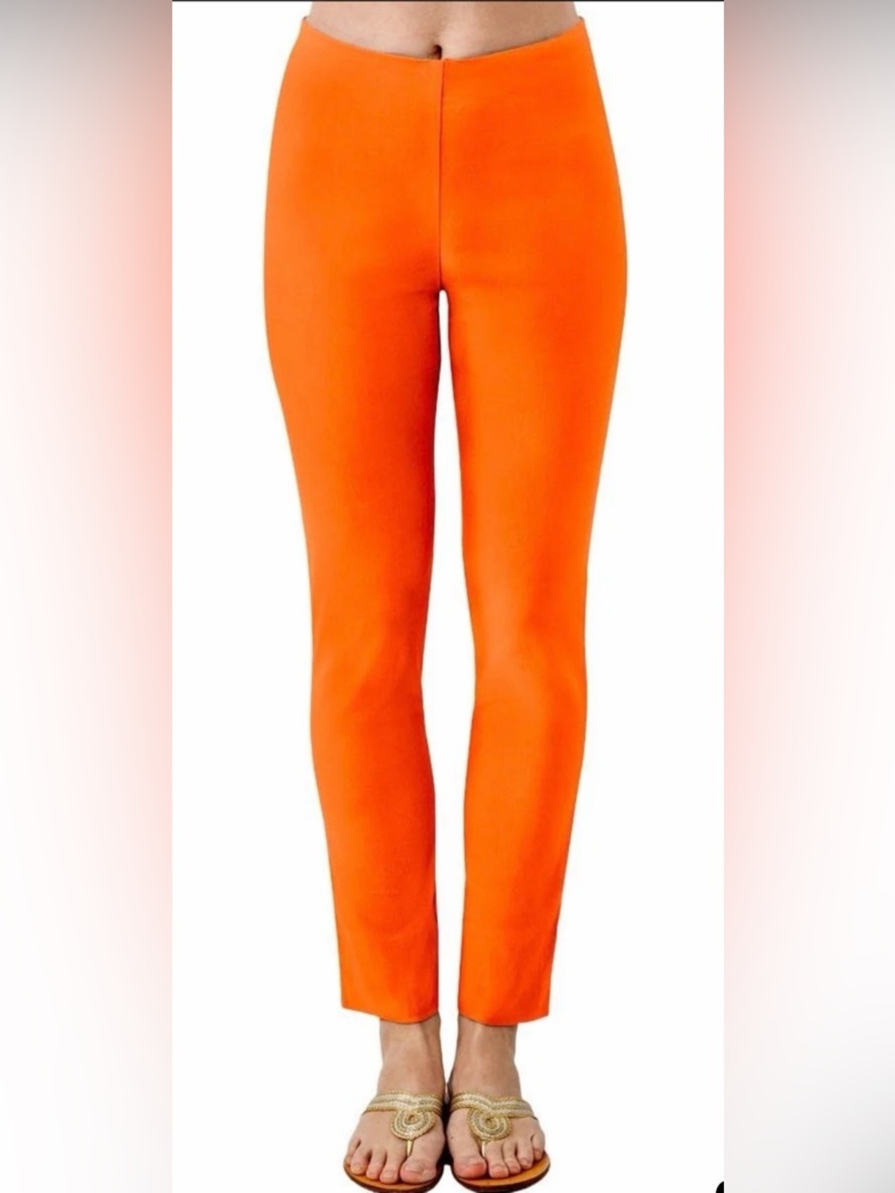 Gretchen Scott Gripeless Pull on Pants Ankle Straight Leg Orange Tangerine Large - Picture 2 of 8